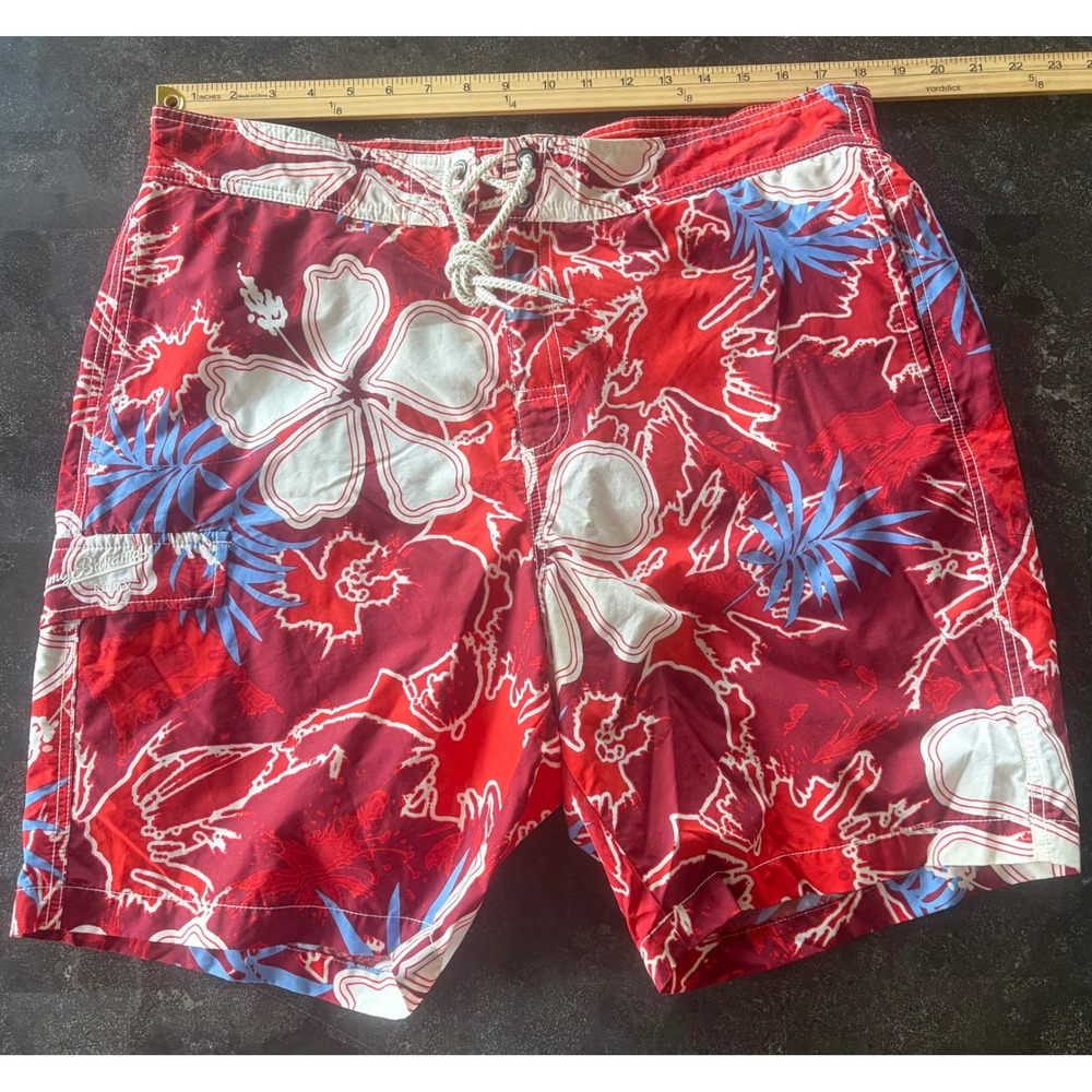 Tommy Bahama Relax Mens Red Hibiscus Floral Swim Trunks Board Shorts Large 36W - Picture 4 of 5